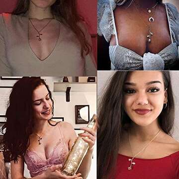 Gmai Vintage Rose Flower Pendant Necklace Lovers Birthday Friendship Jewelry Gift (Rose Gold)