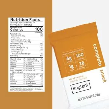 Soylent Snack Mini Protein Bars - Salted Caramel, 1g sugar, Protein Bars, Gluten Free, 6g of Vegan Energy - 24 count