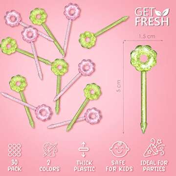 GET FRESH Flower Food Picks for Kids – 30 pcs Set Floral Food Picks Set for Kids Toddlers Lunch Bo...