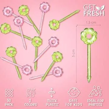 GET FRESH Flower Food Picks for Kids – 30 pcs Set Floral Food Picks Set for Kids Toddlers Lunch Bo...