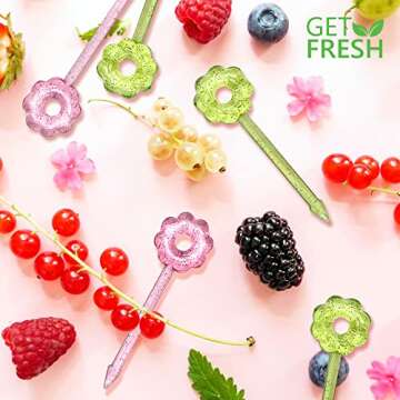 GET FRESH Flower Food Picks for Kids – 30 pcs Set Floral Food Picks Set for Kids Toddlers Lunch Box Decoration – Flower Bento Deco Children Toothpicks – Reusable Flowers Kids Toothpicks