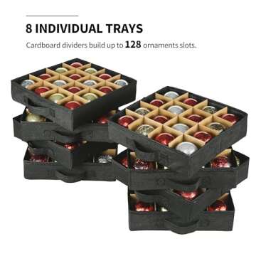 Masnest Ornament Storage Box for 128 Ornaments - Christmas Ready