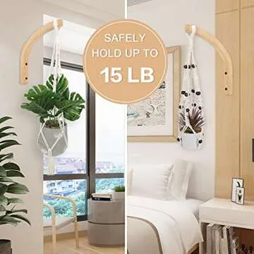 Perfin Wooden Wall Hooks 8-Inch Indoor Outdoor Plant Hangers