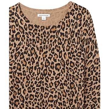 Amazon Essentials Women's Long-Sleeve Lightweight Crewneck Sweater (Available in Plus Size), Camel Cheetah, X-Large