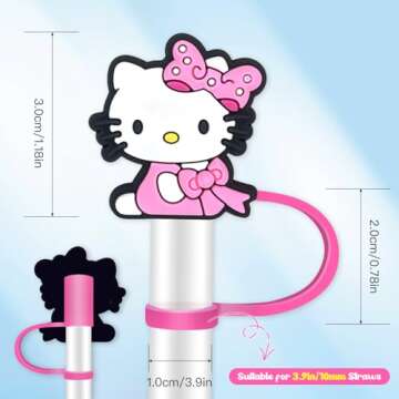 8Pcs Cartoon Straw Toppers - Cute Silicone Covers for Tumbler Straws