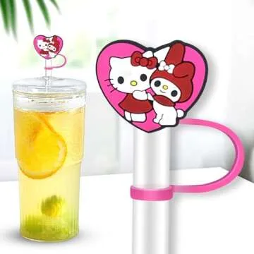 8Pcs Cartoon Straw Toppers for Tumbles Cups Accessories