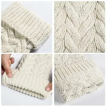 18 Inches Christmas Stockings Knit Xmas Stockings Large Fireplace Hanging Stockings for Family Christmas Decoration (Ivory,Khaki, 4)