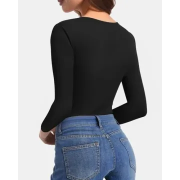 CLOZOZ Women Soft Long Sleeve Fitted V Neck Tops