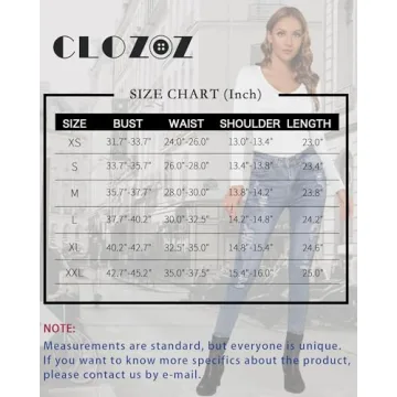CLOZOZ Women Soft Long Sleeve Fitted V Neck Tops