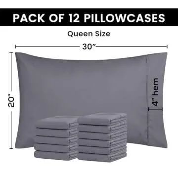 Utopia Bedding Queen Pillow Cases - Pack of 12 - Envelope Closure - Soft Brushed Microfiber Fabric - Shrinkage and Fade Resistant Pillow Covers Queen Size 20 X 30 Inches (Queen, Grey)