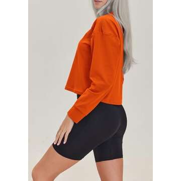 Stylish PINSPARK Women’s Cropped Long Sleeve Workout Top