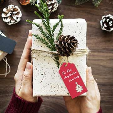 Gift Tags with Holes Present Wrap Tag Paper Small Xmas Gift Tags with Twine Vintage Gift Labels Christmas Tags Bulk 100pcs
