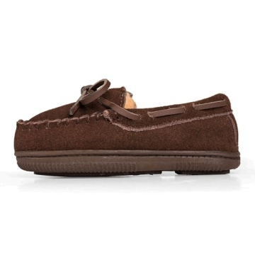 NORTY Size 9 Moccasin House Slippers for Kids- Slip-On Toddler Shoes for Boys and Girls - Suede - Ru...