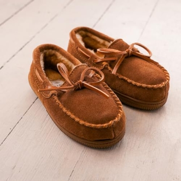 NORTY Size 9 Moccasin Slippers for Kids - Suede Comfort