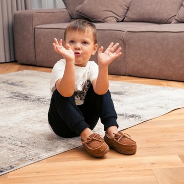 NORTY Size 9 Moccasin Slippers for Kids - Suede Comfort