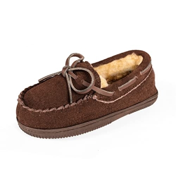 NORTY Size 9 Moccasin Slippers for Kids - Suede Comfort