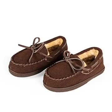 NORTY Size 9 Moccasin Slippers for Kids - Suede Comfort