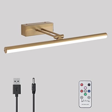HOWMZON 350LM Wireless Brass Picture Light with Remote