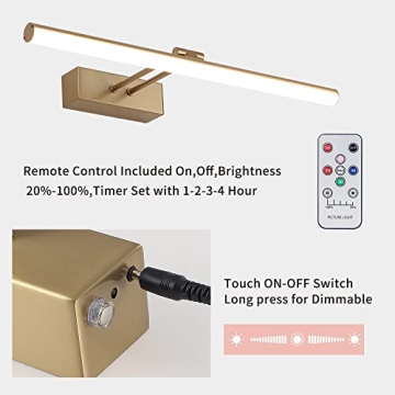 HOWMZON 350LM Wireless Brass Picture Light with Remote