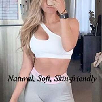 LYZ One Shoulder Sports Bra for Women One Strap Sports Bra Removable Padded Sports Bra with Hollow Out Design White