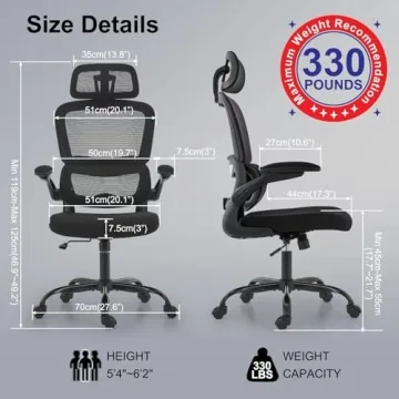 TRALT Ergonomic Office Chair - High Back Design