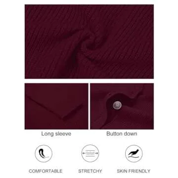 MEROKEETY Women's Cardigan Sweaters 2024 Fall Open Front Oversized Button V Neck Loose Soft Knit Outwear, Burgundy, S