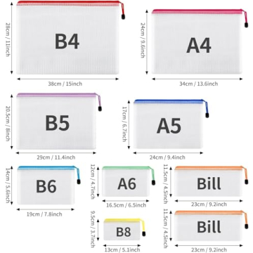 30pcs Mesh Zipper Pouch Bags 8 Sizes Colors Waterproof