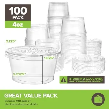 4 oz Compostable Condiment Cups - Eco-Friendly & Versatile