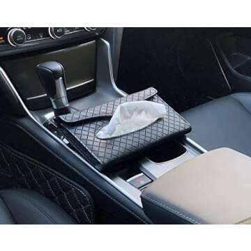 Cartisen Car Tissue Holder, Sun Visor Tissue Holder, Car Visor Napkin Holder, PU Leather Backseat Tissue Case for Car/Truck (Black)
