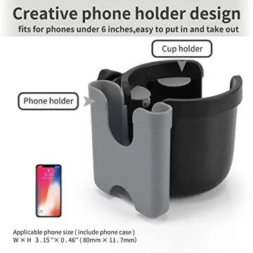 Accmor Stroller Cup Holder with Phone Holder, Bike Cup Holder, Universal Cup Holder for Uppababy Nuna Doona Strollers, 2-in-1 Cup Phone Holder for Stroller, Bike, Wheelchair, Walker, Scooter