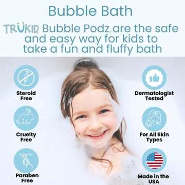 TruKid Bubble Podz | Bubble Bath for Toddlers 1-3, Baby & Kids | Makes Big Bubbles, Balanced pH 7 Kids Bubble Bath Bomb, Vanilla Bubble Bath Kids, Baby Bubble Bath, Vanilla (24 Podz)