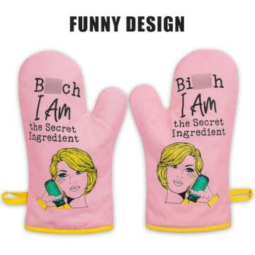 Miracu Oven Mitt, Funny Kitchen Cooking Oven Mitts, Pink Kitchen Accessories, Baker Stuff, Baking Gi...
