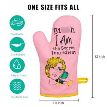 Miracu Oven Mitt, Funny Kitchen Cooking Oven Mitts, Pink Kitchen Accessories, Baker Stuff, Baking Gifts for Women, House Warming Gifts New Home, Valentine Birthday Housewarming Presents for Women Mom