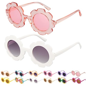Mdvora Colorful Flower Sunglasses Set for Kids - 2 to 24 Pack Options