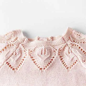 Newborn Baby Girls Cute Knit Strap Romper Leaves Pattern Jumpsuit Bodysuit (66/Fit 6 months, Pink)