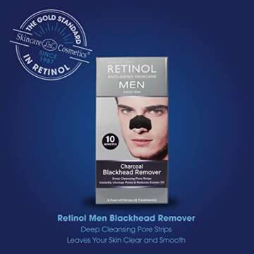 Retinol Men’s Charcoal Blackhead Remover – The Original Anti-Aging Peel-Off Cleansing Pore Strip...