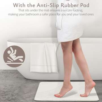 Monto Home Decor Stone Bath Mat – Non Slip, Super Absorbent Diatomaceous Earth for Shower Quick Drying Bathroom Floor Mat, Natural and Easy to Clean (Sandstone Glow)