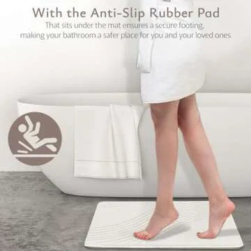 Monto Home Decor Stone Bath Mat – Non Slip, Super Absorbent Diatomaceous Earth for Shower Quick Drying Bathroom Floor Mat, Natural and Easy to Clean (Sandstone Glow)