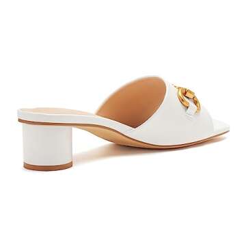 vodvob Women's Low Block Round Heel Sandals Slip on Square Open Toe Mules Sandals Fashion Comfortable Walking Casual Shoes for Summer Dressy