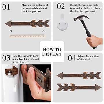 AerWo 4pcs Farmhouse Rustic Wall Decor Signs, This is Us Wooden Wall Art Sign, Together Hanging Wooden Sign and 2pcs Wood Arrow Signs for Housewarming Gift Home Decor Living Room Bedroom Wall Decor