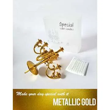 Luxury Candelabra Birthday Candles, Special Cake Candles, Party and Event Unique Candle, Cake Topper with 9 Candles, Cake Candle Holders, Cake Decorations, Romantic Propose Candles (Metallic Gold)