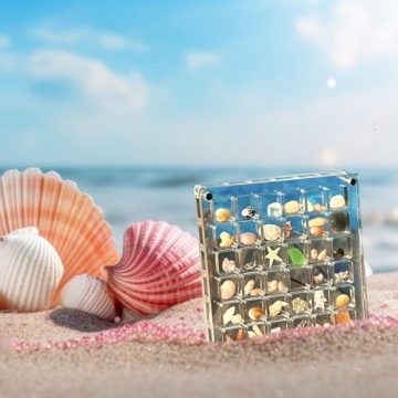 Artlunar 36 Grids Acrylic Display Box for Mini Seashells