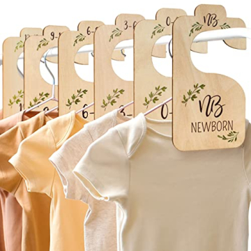 Beautiful Wooden Baby Closet Dividers for Clothes - Double-Sided Organizer from Newborn to 24 Months...