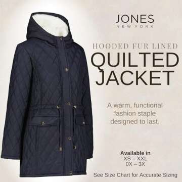 Diamond-Quilted Winter Anorak for Women - Deep Navy