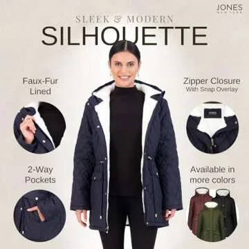 Diamond-Quilted Winter Anorak for Women - Deep Navy