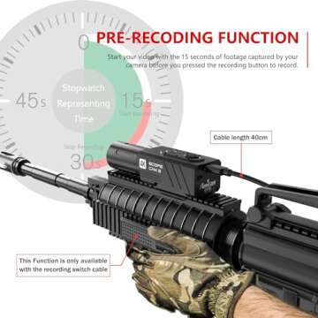 RunCam ScopeCam2 4K Airsoft Camera WiFi Waterproof 4xDigital Zoom HD Mini Video Camera for Airsoft Paintball Hunting Tactical Training with Recording Switch Cable