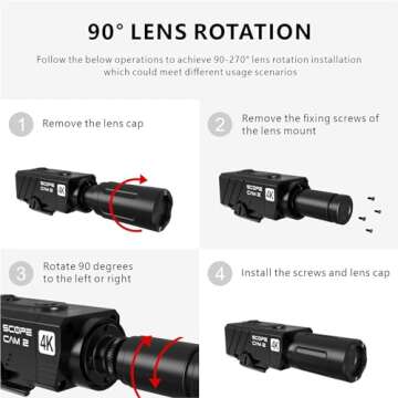 RunCam ScopeCam2 4K Airsoft Camera WiFi Waterproof 4xDigital Zoom HD Mini Video Camera for Airsoft Paintball Hunting Tactical Training with Recording Switch Cable