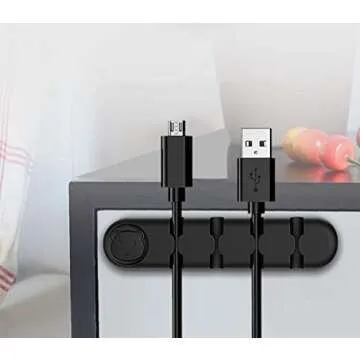 FengJu 2 Packs Cord Organizer Holder Cable Management Clips for Power Cord USB Mouse Cable Wire PC Desk nightstand Home Office (Pink)