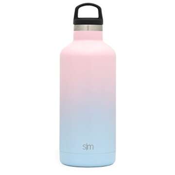 Simple Modern Insulated Water Bottle with Handle Lid 1 Liter Reusable Ascent Narrow Mouth Stainless Steel Thermos Flask, 32oz Handle Lid, Ombre: Sweet Taffy
