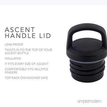 Simple Modern Insulated Water Bottle with Handle Lid 1 Liter Reusable Ascent Narrow Mouth Stainless Steel Thermos Flask, 32oz Handle Lid, Ombre: Sweet Taffy